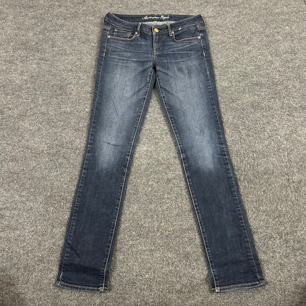 American Eagle Jeans Womens Size 8 Long Dark Wash Skinny Stretch Denim Casual